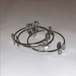 Silver bangle bracelet set